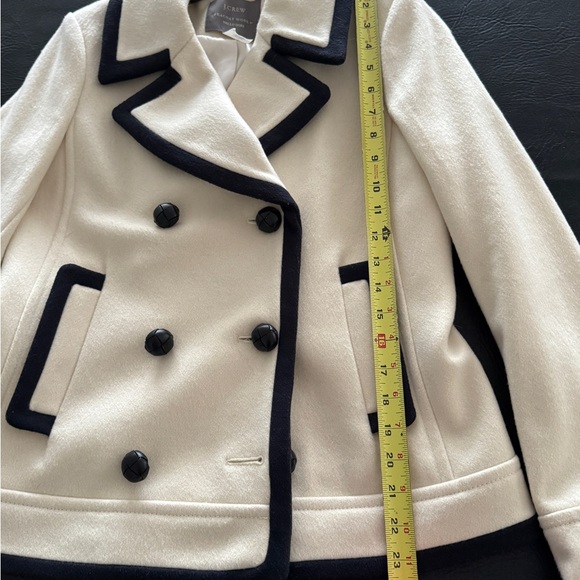 J. Crew Ivory Pea Coat with Navy Accents - Picture 5 of 8